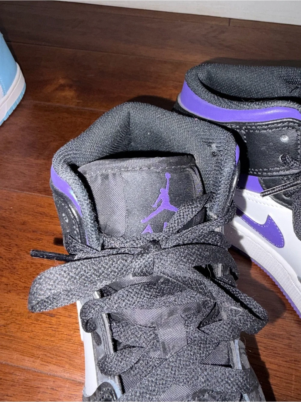 Jordan Kids Black, White & Purple High-Top Sneakers